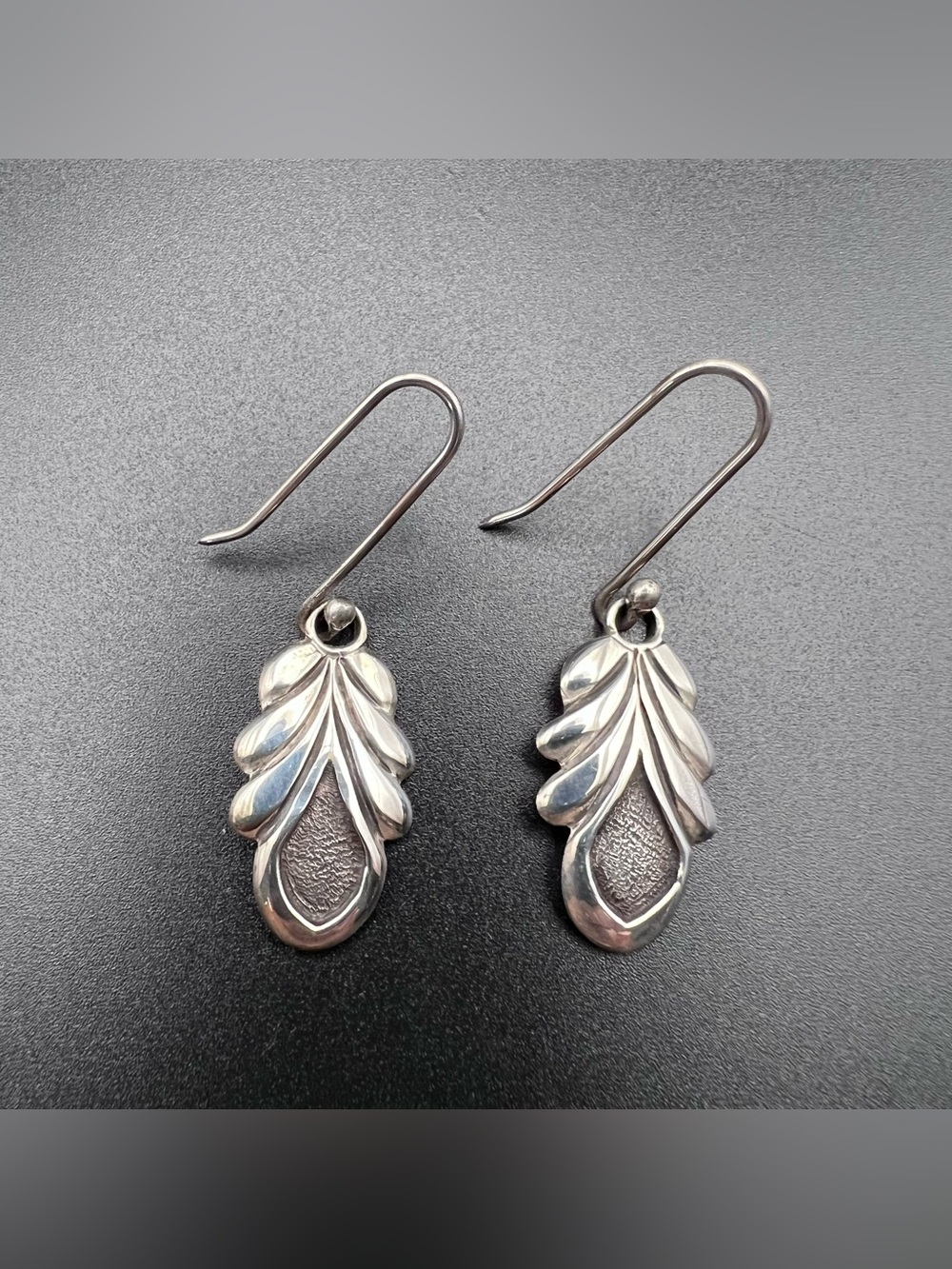 Sterling Silver Plume Motif Earrings